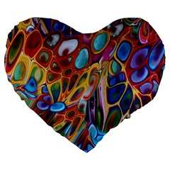 Colored Summer Large 19  Premium Flano Heart Shape Cushions by Galinka