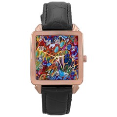 Colored Summer Rose Gold Leather Watch  by Galinka