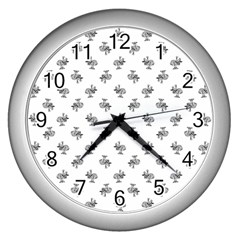 Black And White Sketchy Birds Motif Pattern Wall Clock (silver)