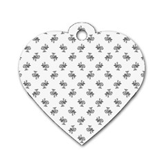 Black And White Sketchy Birds Motif Pattern Dog Tag Heart (two Sides) by dflcprintsclothing