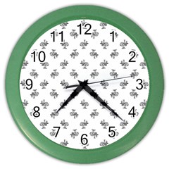 Black And White Sketchy Birds Motif Pattern Color Wall Clock by dflcprintsclothing