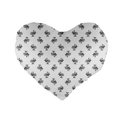 Black And White Sketchy Birds Motif Pattern Standard 16  Premium Heart Shape Cushions