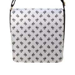 Black And White Sketchy Birds Motif Pattern Flap Closure Messenger Bag (l) by dflcprintsclothing