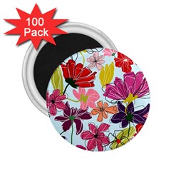 Flower Pattern 2 25  Magnets (100 Pack)  by Galinka