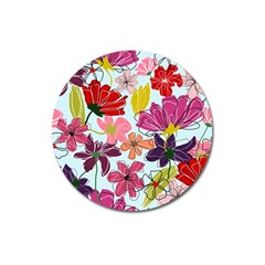 Flower Pattern Magnet 3  (round) by Galinka