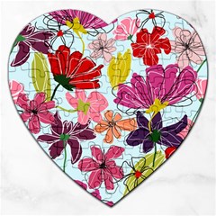 Flower Pattern Jigsaw Puzzle (heart) by Galinka