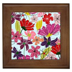 Flower Pattern Framed Tile by Galinka