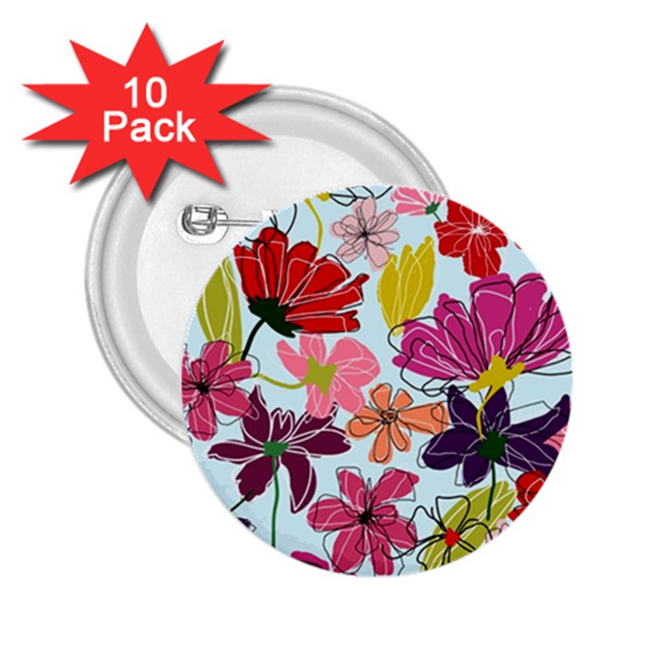 Flower pattern 2.25  Buttons (10 pack) 