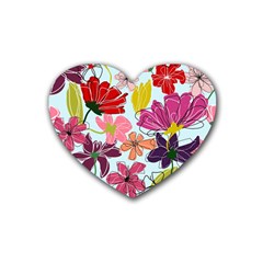 Flower Pattern Heart Coaster (4 Pack)  by Galinka