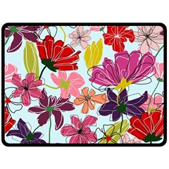 Flower pattern Double Sided Fleece Blanket (Large) 