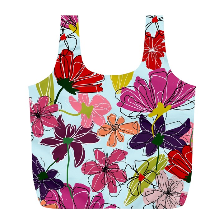 Flower pattern Full Print Recycle Bag (L)