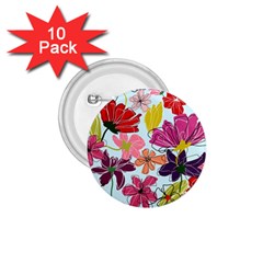 Flower Pattern 1 75  Buttons (10 Pack) by Galinka