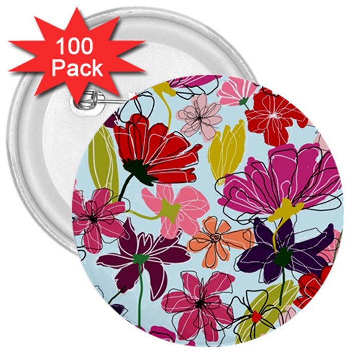 Flower pattern 3  Buttons (100 pack) 