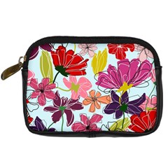 Flower Pattern Digital Camera Leather Case by Galinka