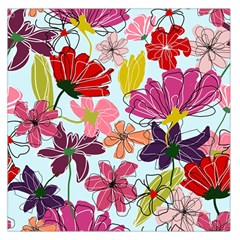 Flower Pattern Large Satin Scarf (square) by Galinka