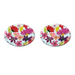 Flower Pattern Cufflinks (oval)