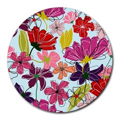 Flower Pattern Round Mousepads