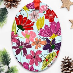 Flower Pattern Oval Ornament (two Sides)