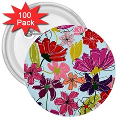 Flower Pattern 3  Buttons (100 Pack)  by Galinka