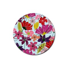 Flower Pattern Rubber Coaster (round)  by Galinka