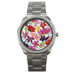 Flower Pattern Sport Metal Watch by Galinka