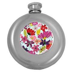 Flower Pattern Round Hip Flask (5 Oz) by Galinka