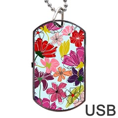 Flower Pattern Dog Tag Usb Flash (two Sides) by Galinka