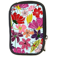 Flower Pattern Compact Camera Leather Case by Galinka