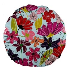 Flower Pattern Large 18  Premium Flano Round Cushions by Galinka