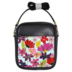 Flower Pattern Girls Sling Bag by Galinka