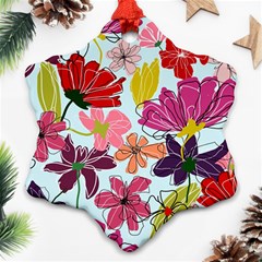 Flower Pattern Snowflake Ornament (two Sides)