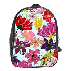 Flower Pattern School Bag (xl) by Galinka