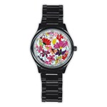 Flower pattern Stainless Steel Round Watch Front