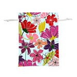 Flower pattern Lightweight Drawstring Pouch (L) Front