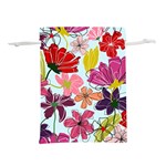 Flower pattern Lightweight Drawstring Pouch (L) Back