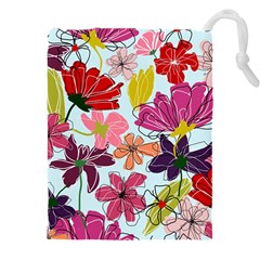 Flower Pattern Drawstring Pouch (5xl) by Galinka