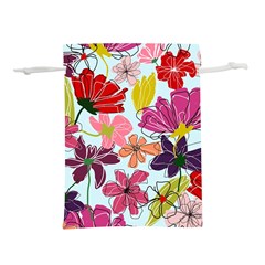 Flower Pattern Lightweight Drawstring Pouch (l) by Galinka