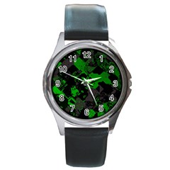 Cyber Camo Round Metal Watch by MRNStudios