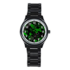 Cyber Camo Stainless Steel Round Watch by MRNStudios