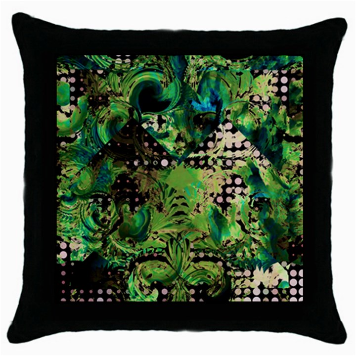 Peacocks And Pyramids Throw Pillow Case (Black)