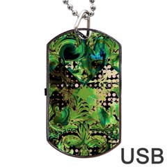 Peacocks And Pyramids Dog Tag Usb Flash (one Side) by MRNStudios