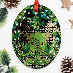 Peacocks And Pyramids Ornament (oval Filigree) by MRNStudios