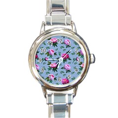 Delicate Peonies Round Italian Charm Watch by SychEva