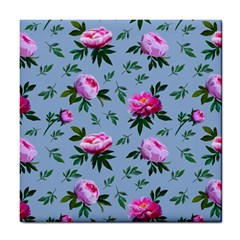 Delicate Peonies Tile Coaster by SychEva