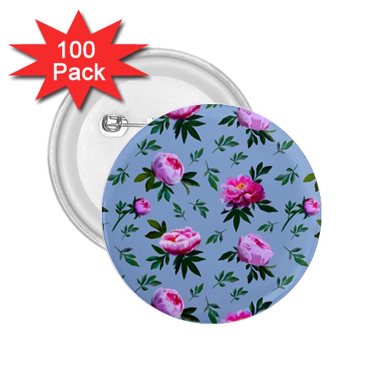 Delicate Peonies 2.25  Buttons (100 pack) 