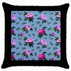 Delicate Peonies Throw Pillow Case (black) by SychEva