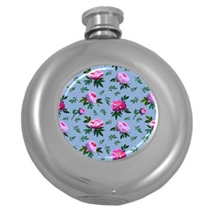 Delicate Peonies Round Hip Flask (5 Oz) by SychEva