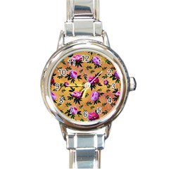 Delicate Peonies Round Italian Charm Watch by SychEva