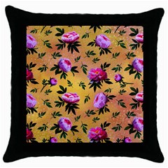 Delicate Peonies Throw Pillow Case (black) by SychEva