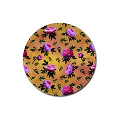 Delicate Peonies Rubber Round Coaster (4 Pack)  by SychEva